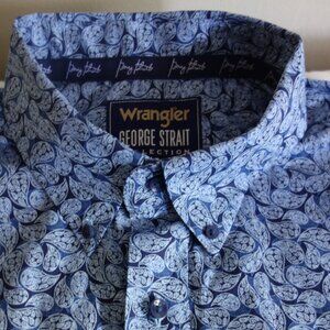 WRANGLER / George Straight Blue Paisley Long Sleeve Button Shirt – Mens XL